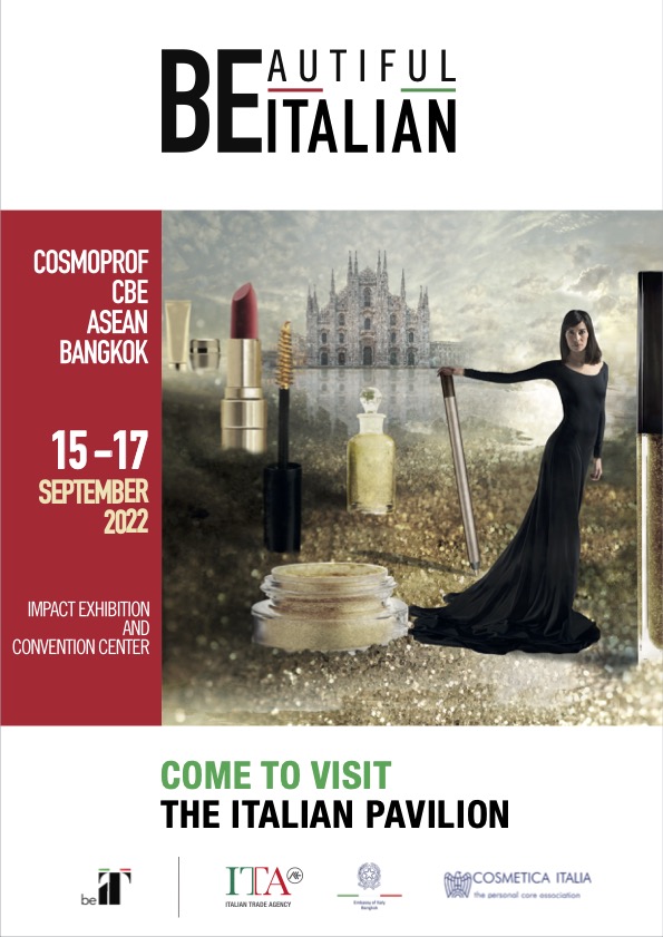 “THE ITALIAN PAVILION” งานแสดงสินค้าเพื่อธุรกิจความงามจากประเทศอิตาลี ที่งาน “COSMOPROF CBE ASEAN 2022” ครั้งแรกในประเทศไทย! 15 – 17 ก.ย. 65 นี้ ที่ อิมแพค เมืองทองธานี