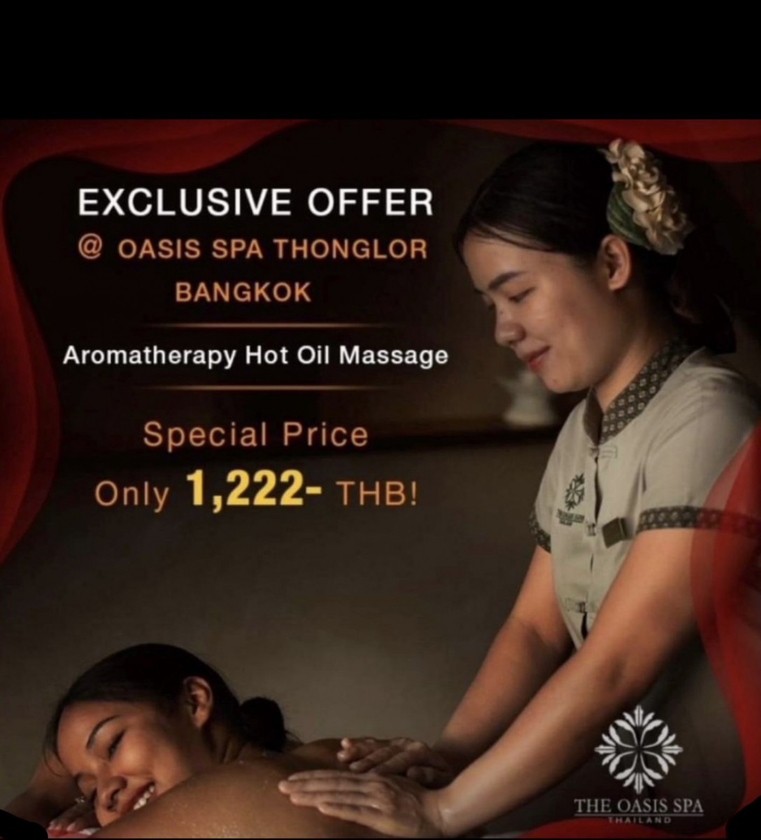 โปรโมชันสุดพิเศษที่ Oasis Spa Thonglor BKK— นวดน้ำมันอโรมาเธอราพีร้อนเพียง 1,222 บาท!