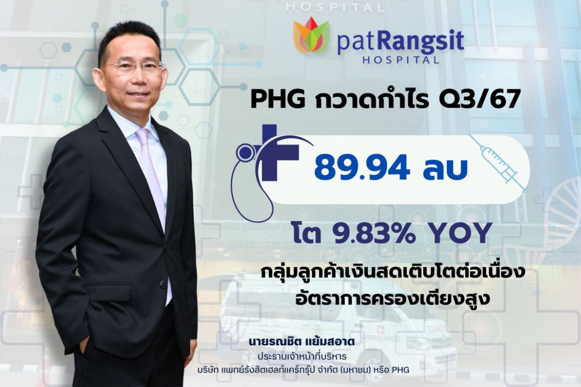 PHG กวาดกำไร Q3/67 โต 9.83% YOY IPD-OPD เพิ่มต่อเนื่อง อัตราการครองเตียงสูง