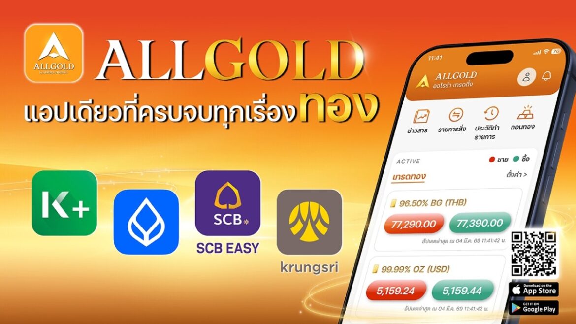 ALLGOLD ผนึกกำลัง 4 ธนาคารชั้นนำ ซื้อ-ขายทองแบบ Real-time ย้ำจุดแข็งหนึ่งเดียวที่มีสาขารองรับมากที่สุด ให้คุณรับทองจริงได้ง่ายใกล้บ้านที่ ‘ห้างเพชรทองออโรร่า’